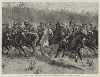 Onze Koloniale Verdediging, een Compagnie van de Bereden Geweer oefent in Victoria, Australië